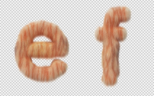 3d rendering of cat hair effect alphabet