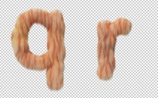 3d rendering of cat hair effect alphabet