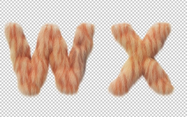 3d rendering of cat hair effect alphabet