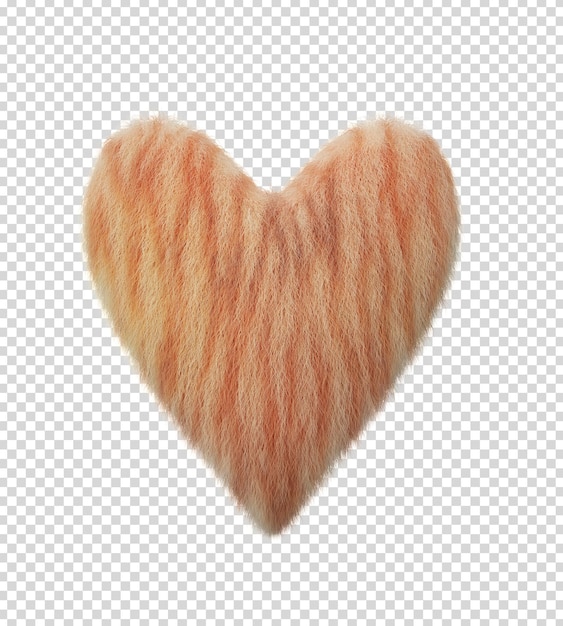 Rendering 3d di pelo di gatto a forma di cuore