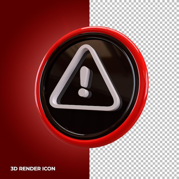 3d rendering caution icon psd