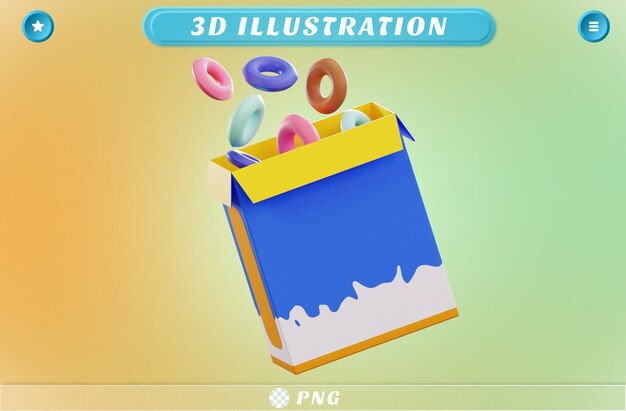 PSD 3d rendering cereal box