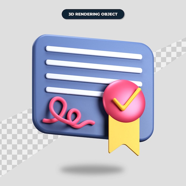 3d rendering certificate icon