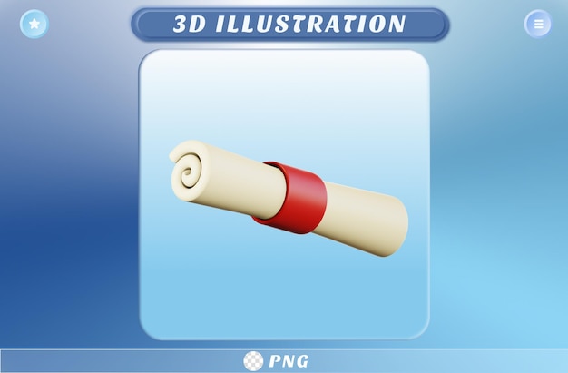 PSD rotolo di certificato di rendering 3d