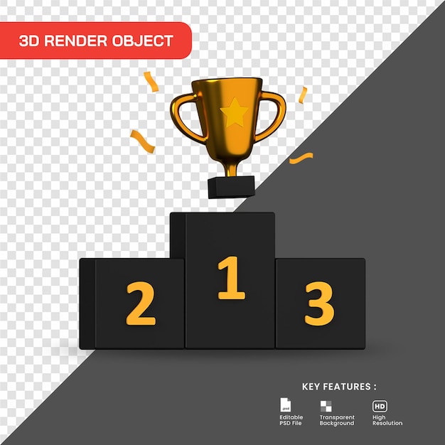 PSD 3d rendering champion trophy icon