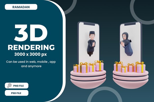 PSD carattere di rendering 3d eid mubarak ramadan illustrazione oggetto premium psd