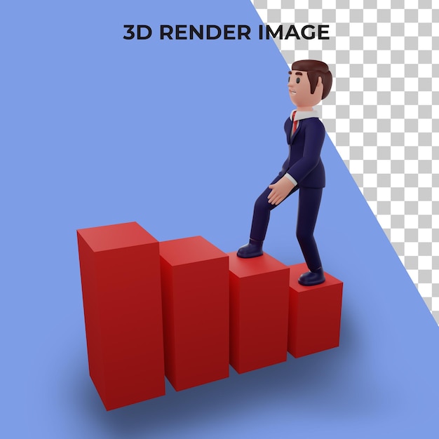 PSD rendering 3d del personaggio con il concetto di business