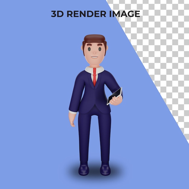 3d rendering of character with business concept