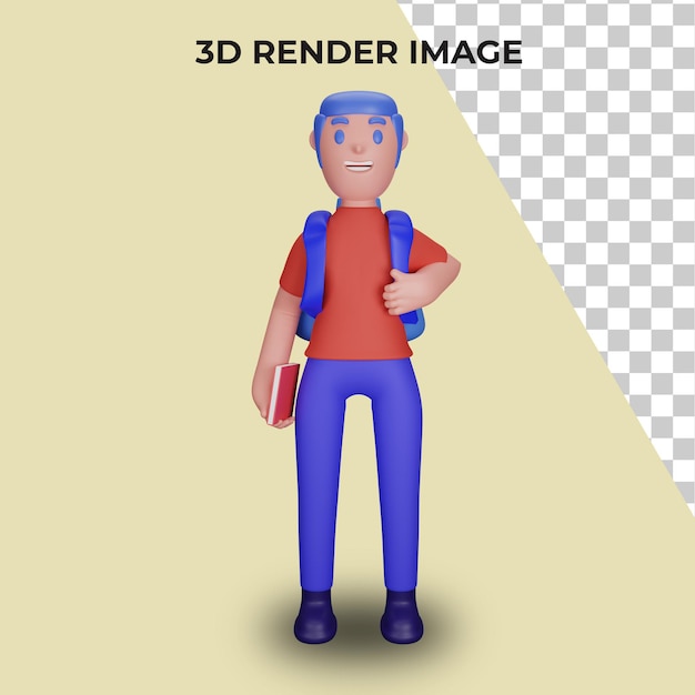 PSD 3d rendering of characters with the concept of back to school