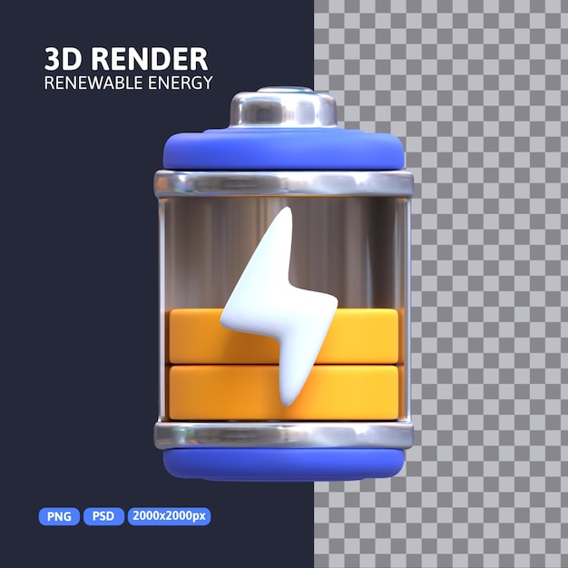 PSD 3d rendering - charging battery icon