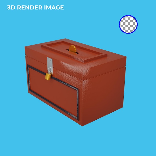 PSD 3d rendering of charity box icon