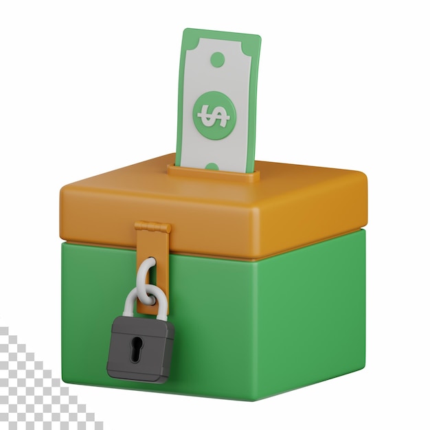 PSD 3d rendering charity box isolated useful for muslim religion ramadan kareem eid al fitr design