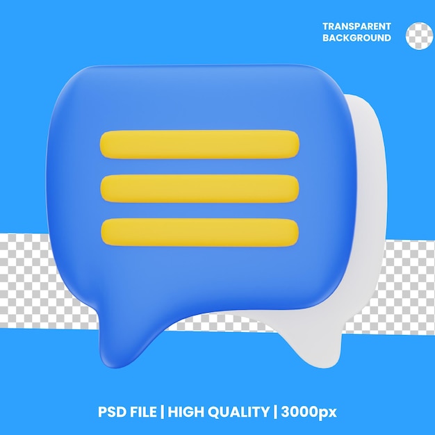 PSD rendering 3d oggetto icona chat