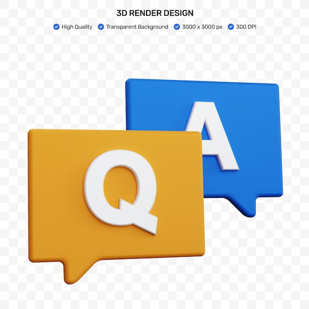 3d rendering chat question and answer isolated