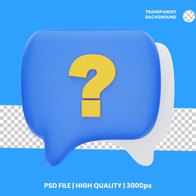 PSD 3d 렌더링 채팅 질문 아이콘 개체