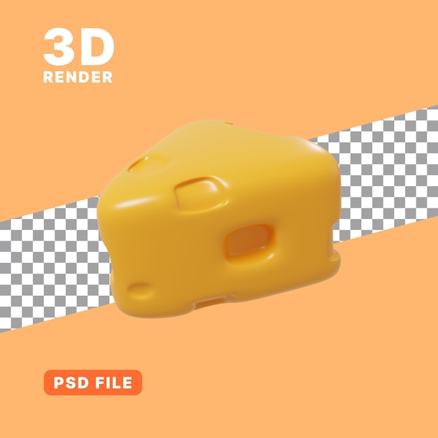 PSD 3d rendering of cheese icon