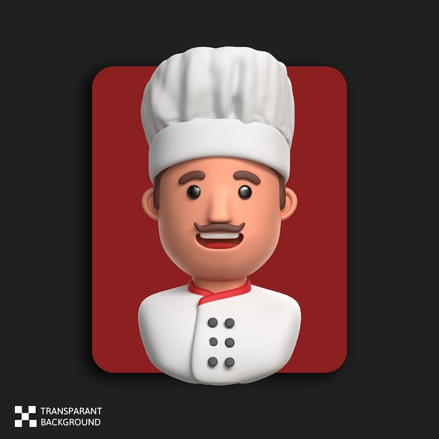 Rendering 3d avatar maschile di professione di chef