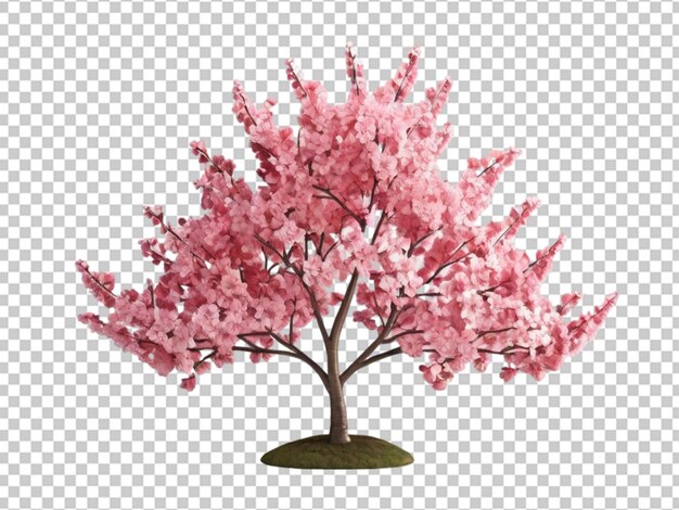 PSD 3d rendering of cherry tree on transparent object