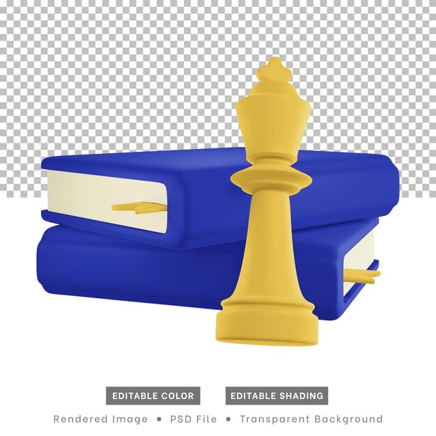 3d rendering, chess pieces and books. for the purposes of web design elements or content design.