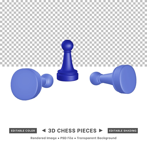 3d rendering of chess pieces editable color