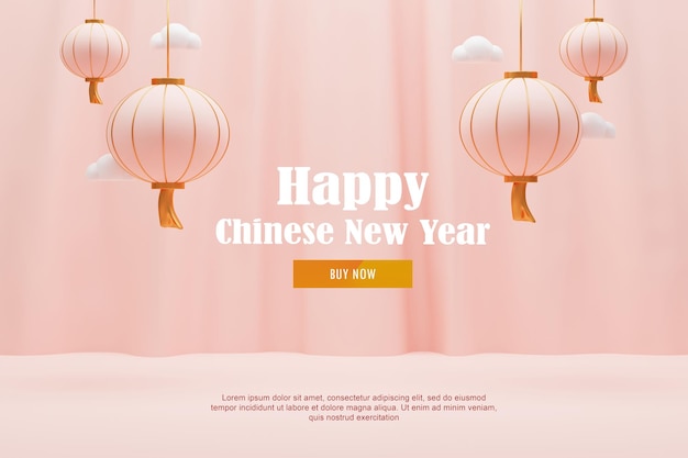 3D Rendering chinese new year decoration, cny background