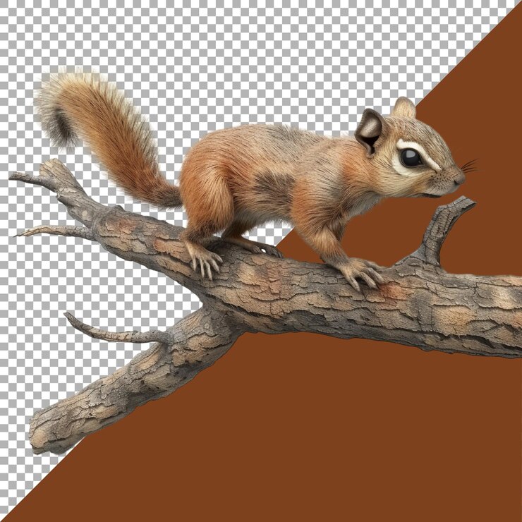 PSD 3d rendering of a chipmunks on transparent background ai generated