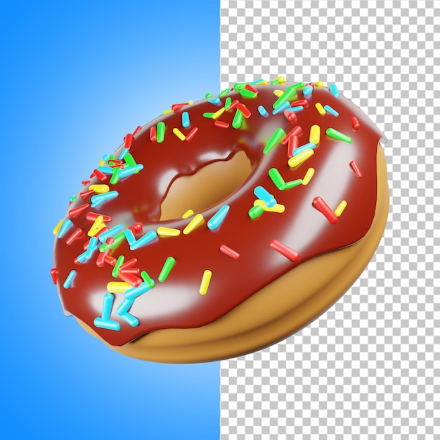 Rendering 3d di una ciambella al cioccolato