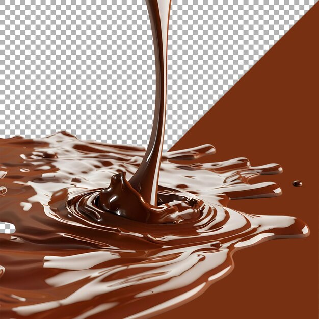 Rendering 3d di schizzi di cioccolato su uno sfondo trasparente generato da ai