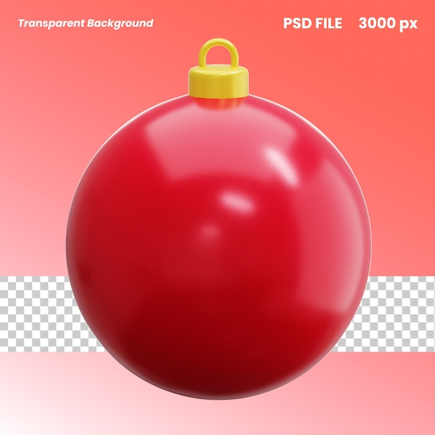 PSD クリスマスボールアイコンの3dレンダリングオブジェクト