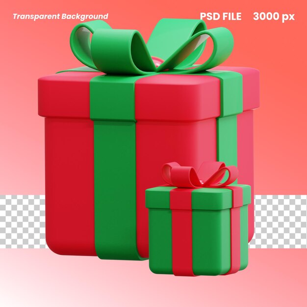 PSD 3d rendering christmas gift icon object