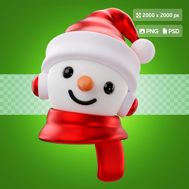 PSD 3d rendering of christmas snowman icon