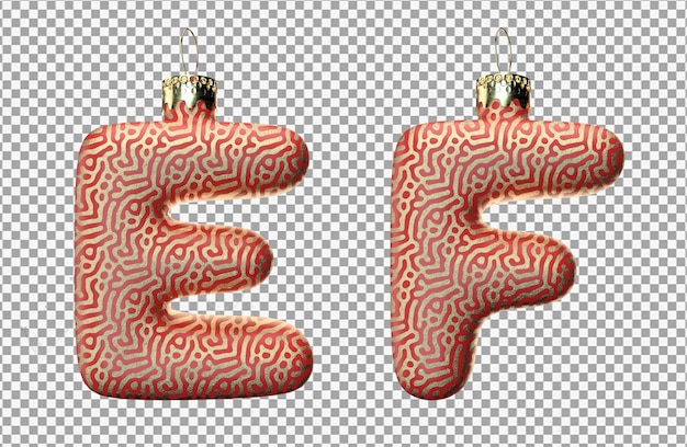 3d rendering of Christmas toy letter e and letter f