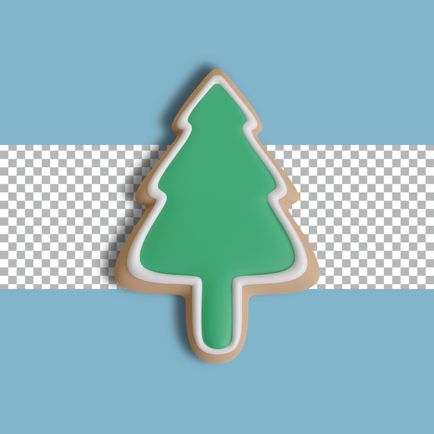 PSD 3d rendering christmas tree cookie object tranparent