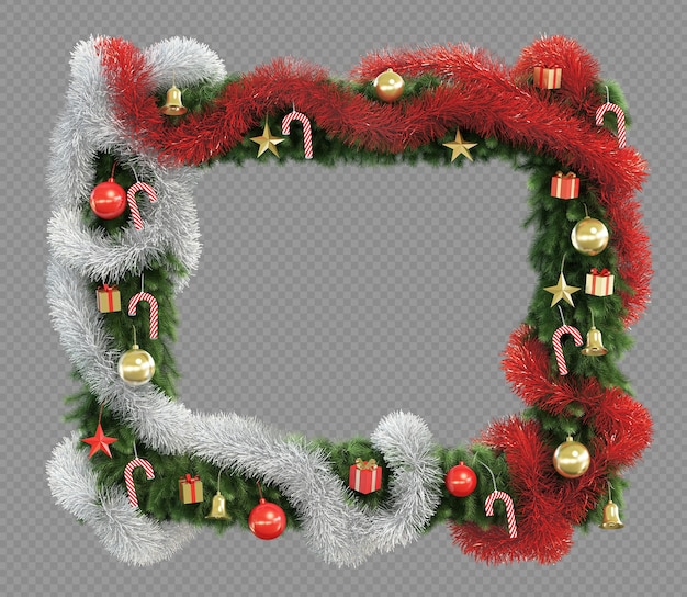 Rendering 3d di cornice quadrata albero di natale