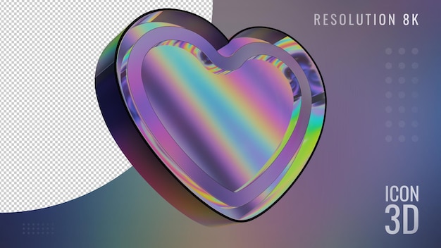 PSD 3d rendering of a chrome heart icon