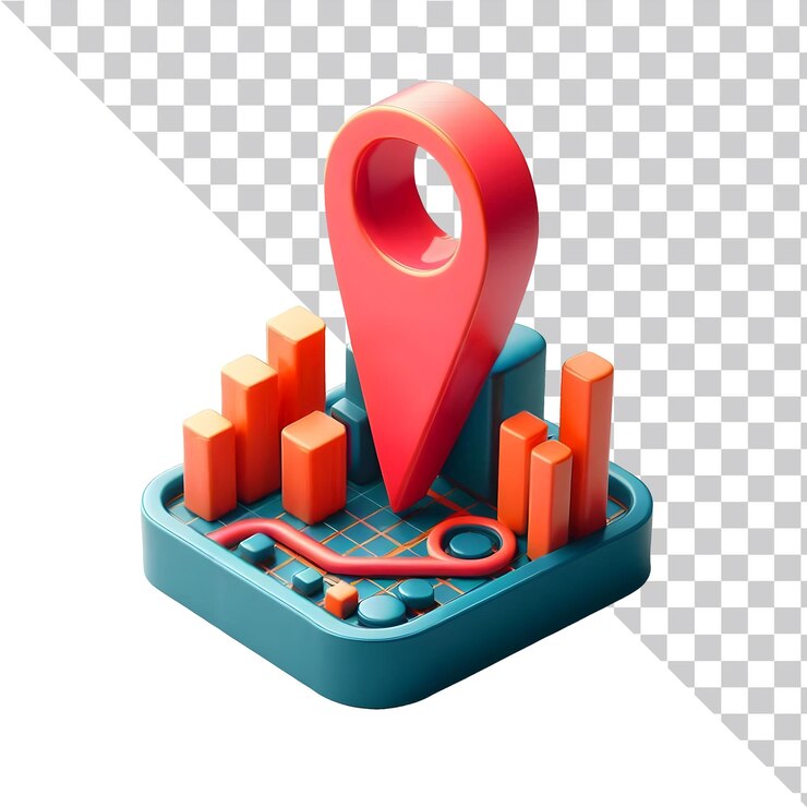 도시 지도 아이콘의 3D 렌더링