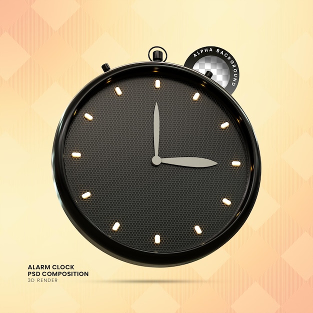 3d rendering clock icon for psd composition