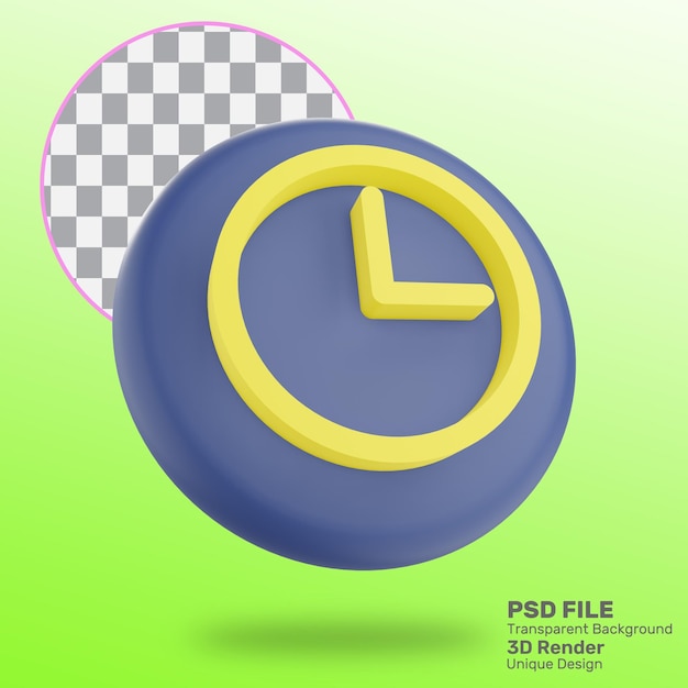 3d rendering icona orologio psd premium