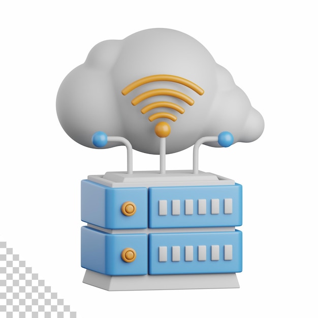 3d rendering cloud hosting isolated useful for cloud network computing technology database server and connection design element