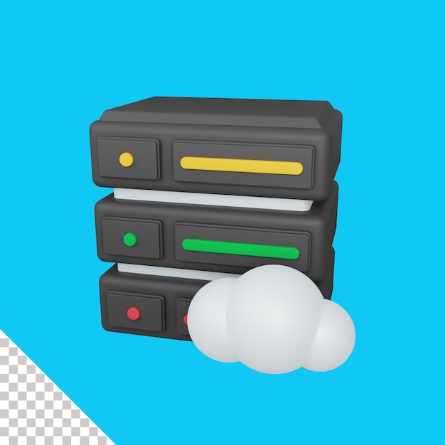 3d rendering cloud server concept with cloud and colorful server symbol useful for server it