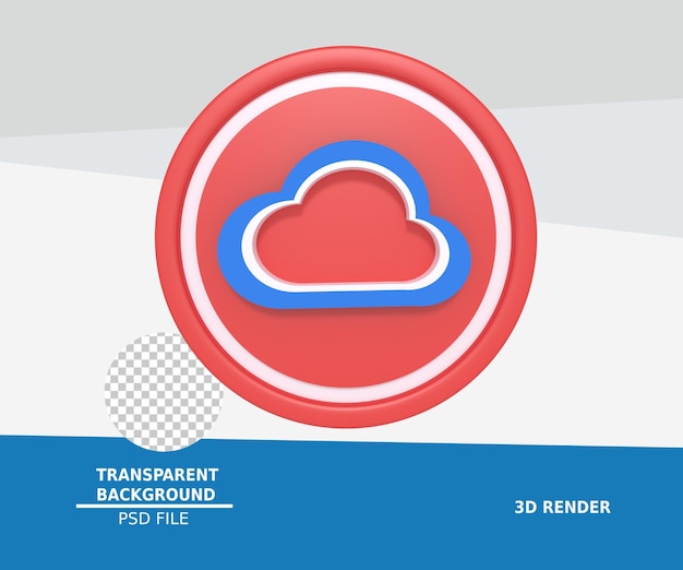 Rendering 3d dell'icona di archiviazione cloud