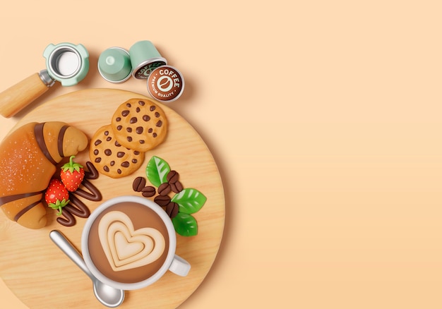 3d rendering of coffee time still life