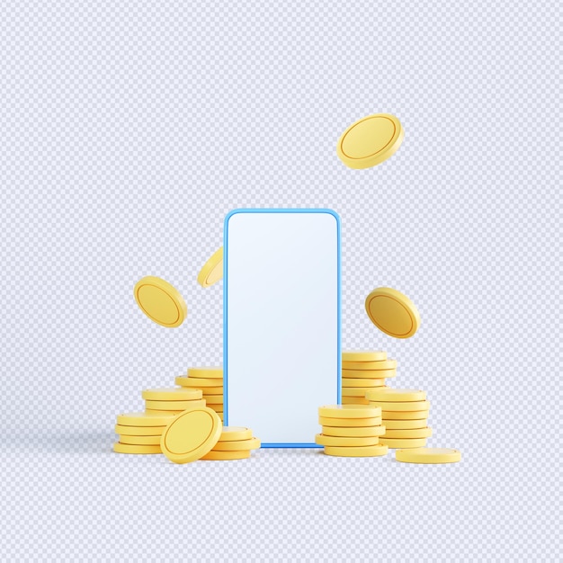 PSD 3d rendering coin objects, simple financial related icons