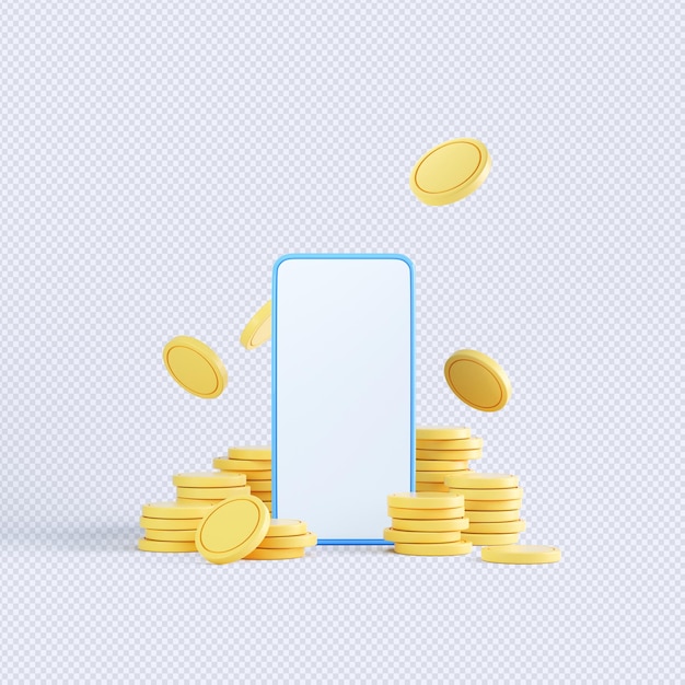 3d rendering coin objects, simple financial related icons