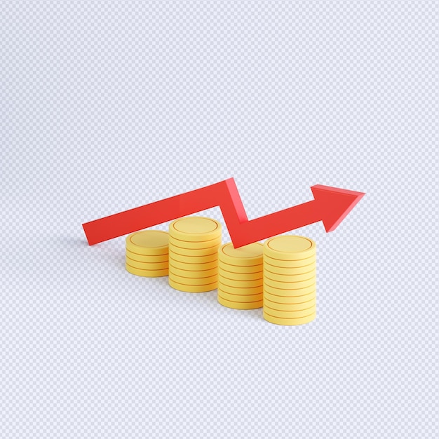 PSD rendering 3d di oggetti moneta, semplici icone relative alla finanza