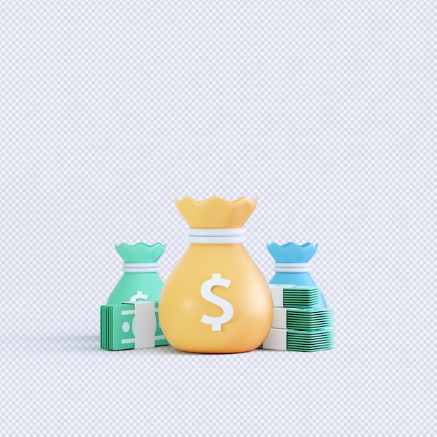 3d rendering coin objects, Simple financial related icons