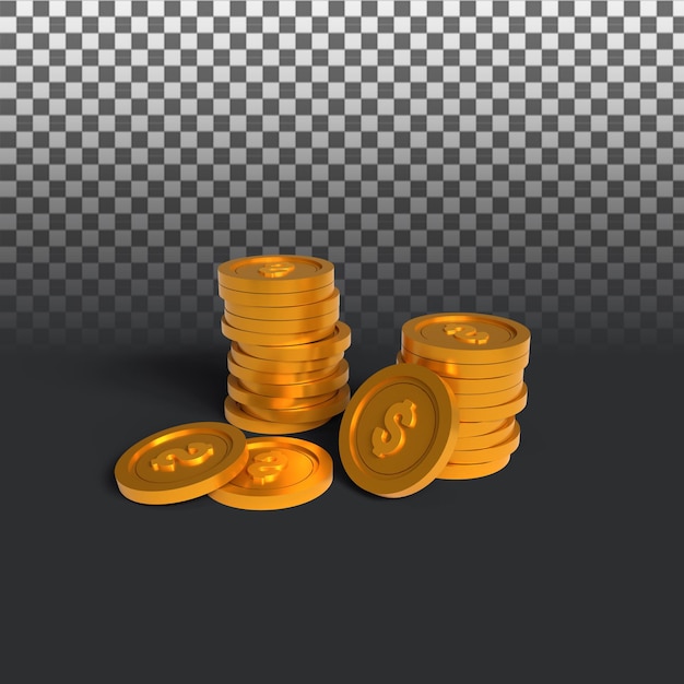 3D Rendering of coin on transparent background. 3D Render illustration.