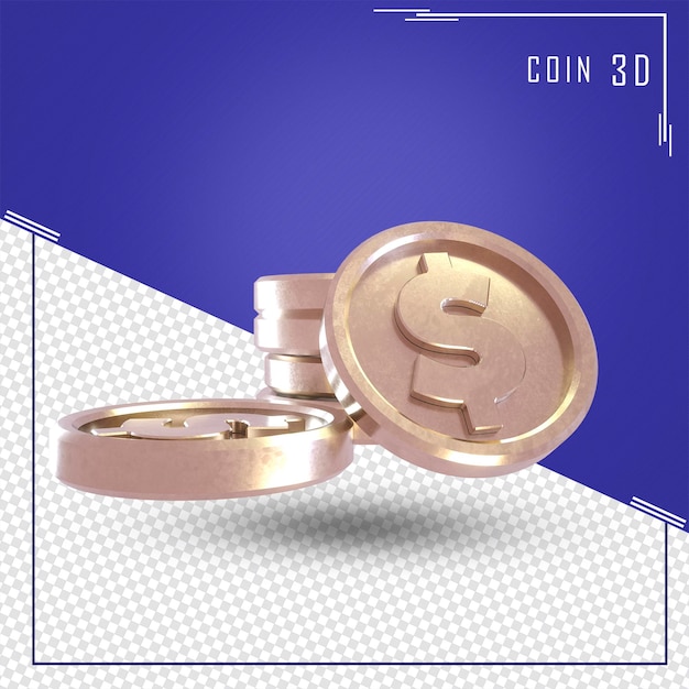 3d rendering of coin with dollar icon isolated