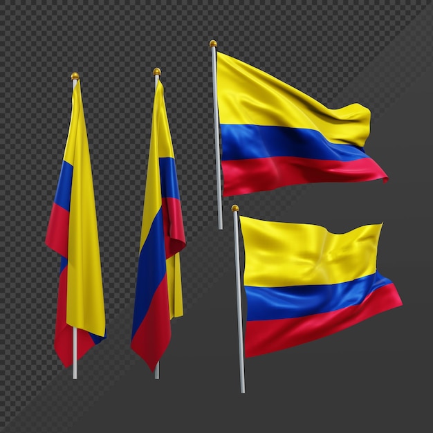 PSD 3d-rendering colombia zuid-amerika vlag wapperen en geen wapperen