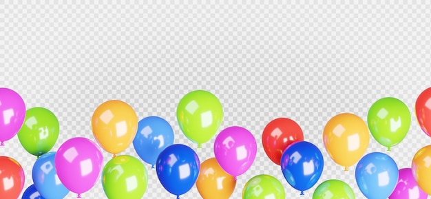 Rendering 3d di palloncini colorati isolati con percorso di ritaglio